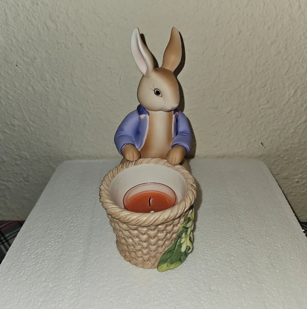 PartyLite Easter Bunny Bertie & Bea Votive Candle Holder Holiday Table Decor Set - Picture 8 of 13